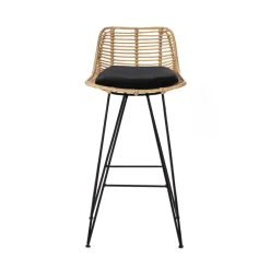CAPURGANA Lot de 2 chaises de bar design en rotin H 67 cm