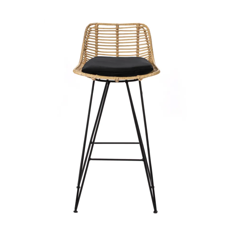 CAPURGANA Lot de 2 chaises de bar design en rotin H 67 cm