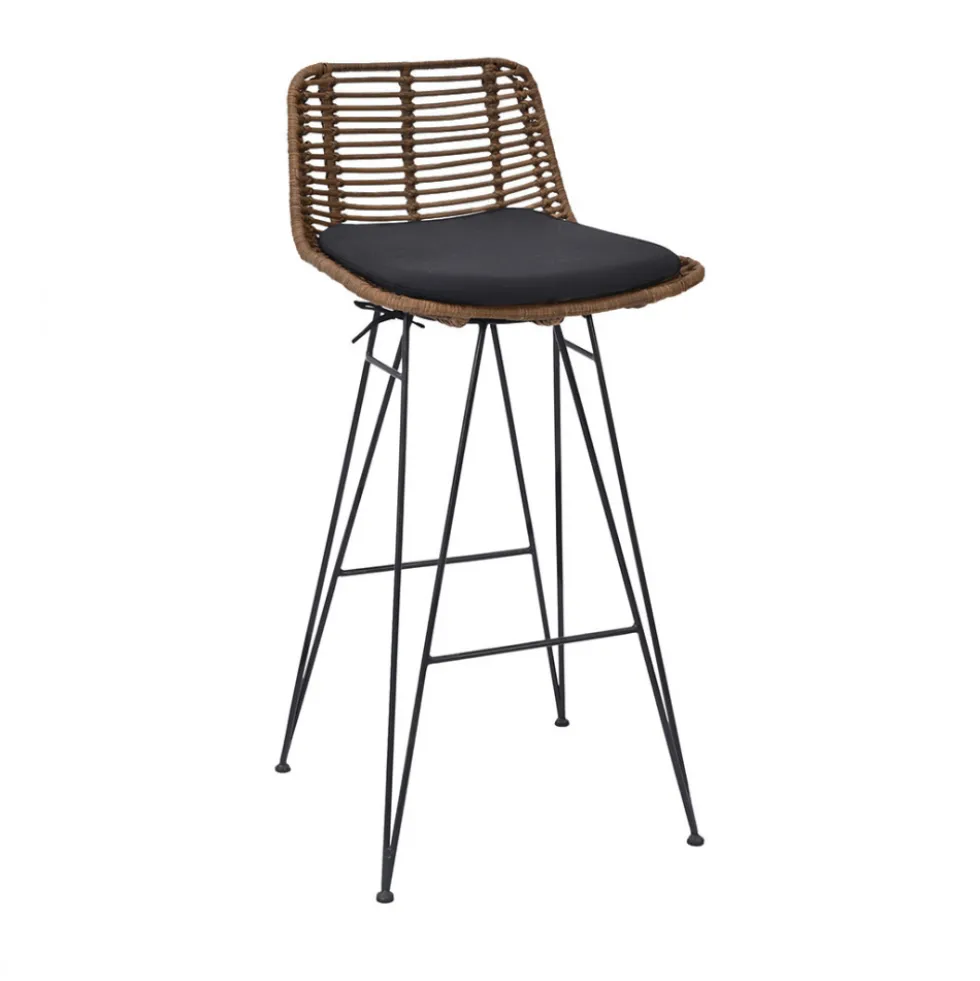 CAPURGANA Lot de 2 chaises de bar design en rotin H 67 cm
