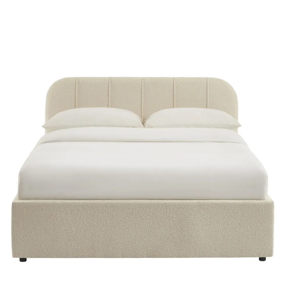 CARMEN Lit coffre en tissu chenille 140x190cm
