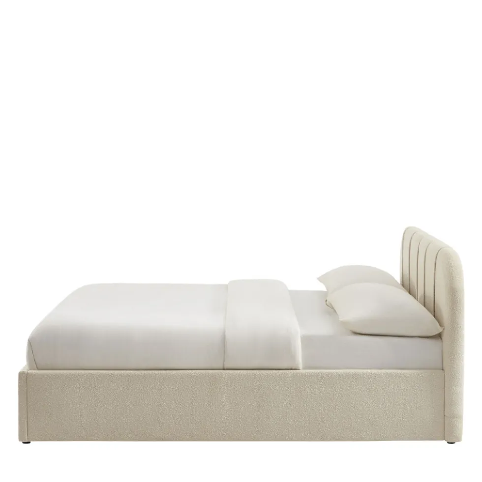 CARMEN Lit coffre en tissu chenille 140x190cm