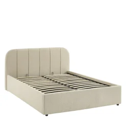 CARMEN Lit coffre en tissu chenille 140x190cm
