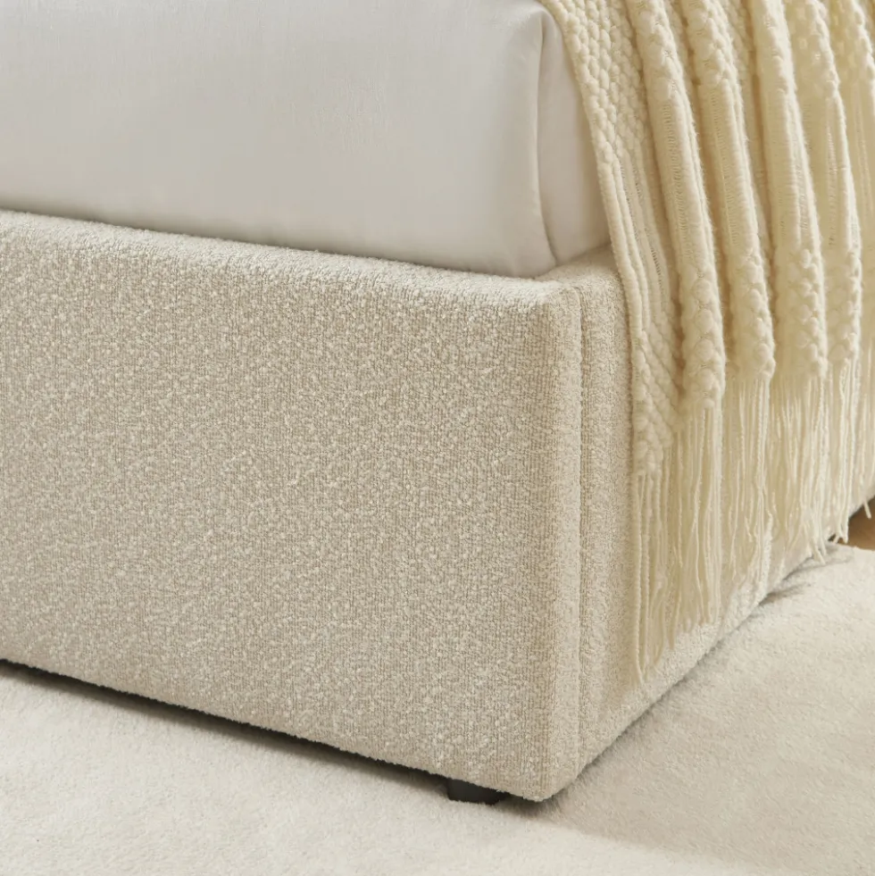 CARMEN Lit coffre en tissu chenille 140x190cm