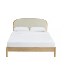 CARRIE Lit en tissu bouclette et bois 160x200cm
