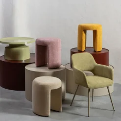 CHARLIE Pouf rond en tissu ø45cm