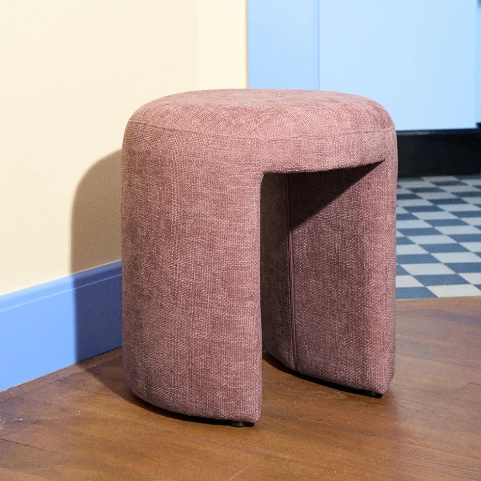CHARLIE Pouf rond en tissu ø45cm