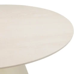 CHIBA Table à manger 4 personnes ronde effet travertin