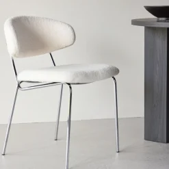 CHICO Lot de 2 chaises en tissu bouclette et métal