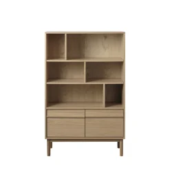 CLANE Bibliothèque 6 niches, 2 portes en bois H140cm