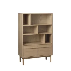 CLANE Bibliothèque 6 niches, 2 portes en bois H140cm