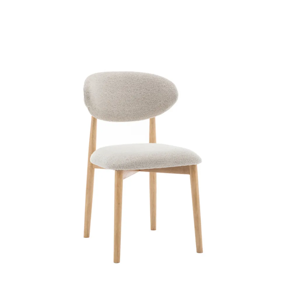 CLARA Lot de 2 chaises en tissu bouclette et bois