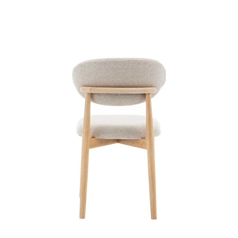 CLARA Lot de 2 chaises en tissu bouclette et bois