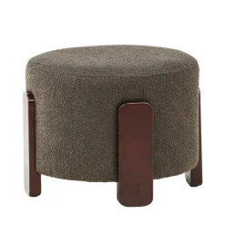 COFFEY Pouf rond en tissu bouclette ø52,5cm