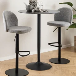 COLOBURA Tabouret de bar réglable en tissu et métal H55-80cm