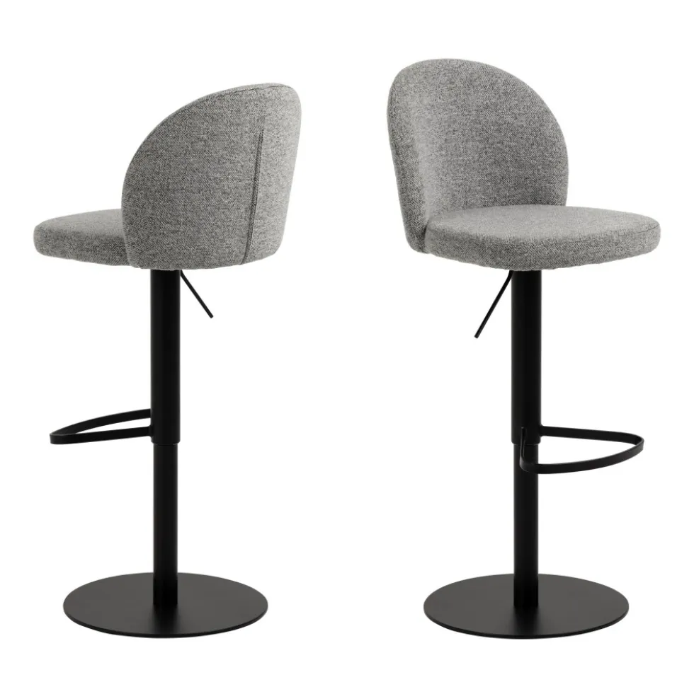 COLOBURA Tabouret de bar réglable en tissu et métal H55-80cm