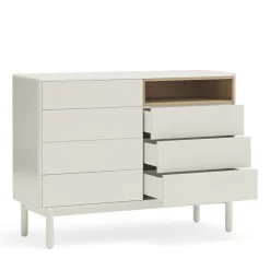 CORVO Commode 7 tiroirs 1 niche en bois L120xH90cm