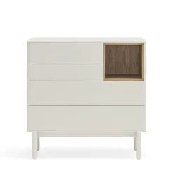 CORVO Commode 4 tiroirs 1 niche en bois L90xH90cm
