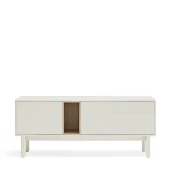 CORVO Meuble tv 1 porte 1 niche et tiroir en bois L140cm