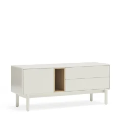 CORVO Meuble tv 1 porte 1 niche et tiroir en bois L140cm