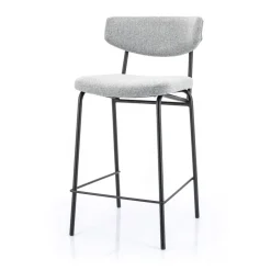 CROCKETT Lot de 2 chaises de bar en tissu et métal H66cm