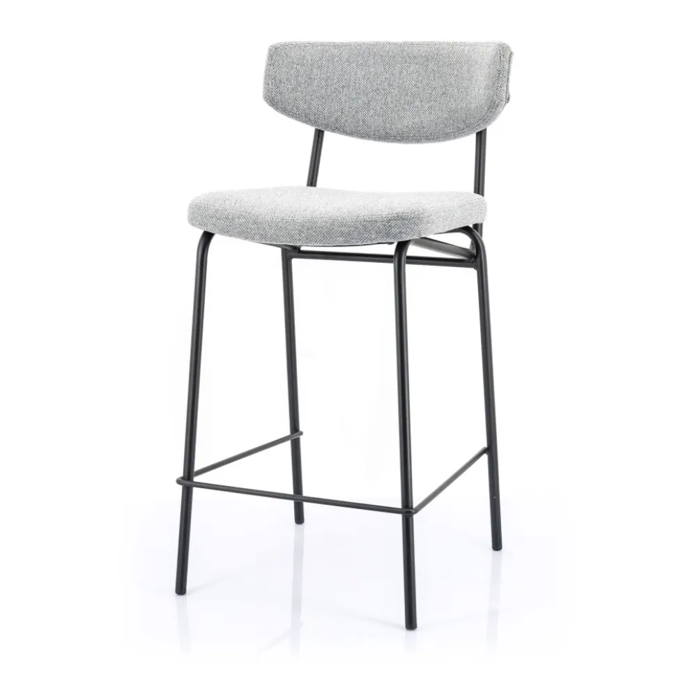 CROCKETT Lot de 2 chaises de bar en tissu et métal H66cm