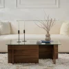 CUBIX II Table basse en verre trempé et bois