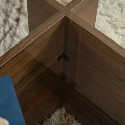CUBIX II Table basse en verre trempé et bois