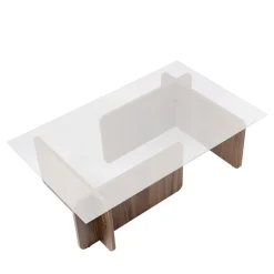 CUBIX Table basse en verre trempé et bois