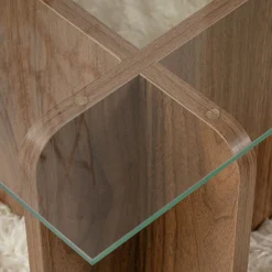 CUBIX Table basse en verre trempé et bois