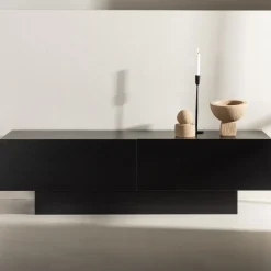CUENCA Meuble TV 2 portes battantes en bois L160cm