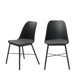 CURVI Lot de 2 chaises en plastique et métal