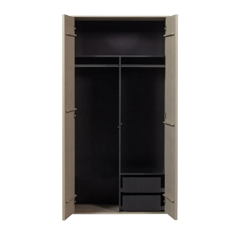 DAILY Armoire 2 portes, 2 tiroirs en bois H200cm
