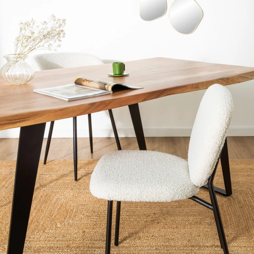 DALBY Lot de 2 chaises en tissu bouclette et métal