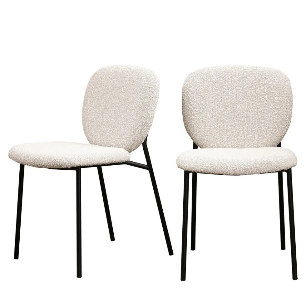 DALBY Lot de 2 chaises en tissu bouclette et métal