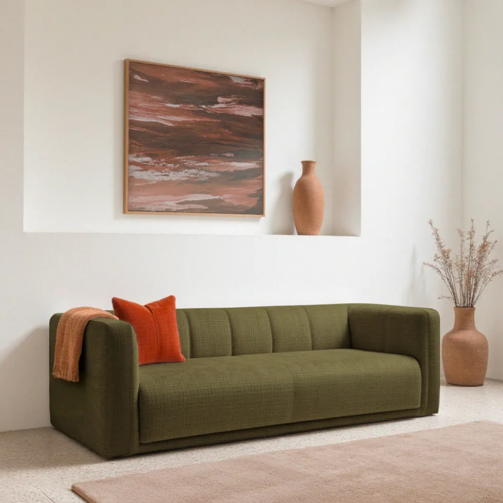 DANAE Canapé convertible 4 places en tissu chenille