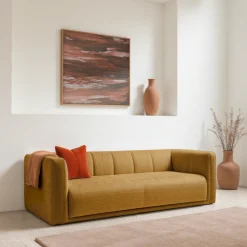 DANAE Canapé convertible 4 places en tissu chenille