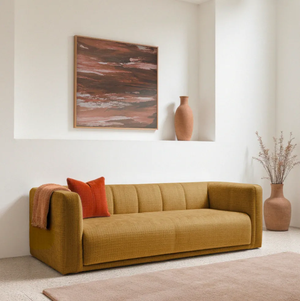 DANAE Canapé convertible 4 places en tissu chenille