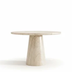 DANLI Table à manger 4 personnes ronde effet travertin