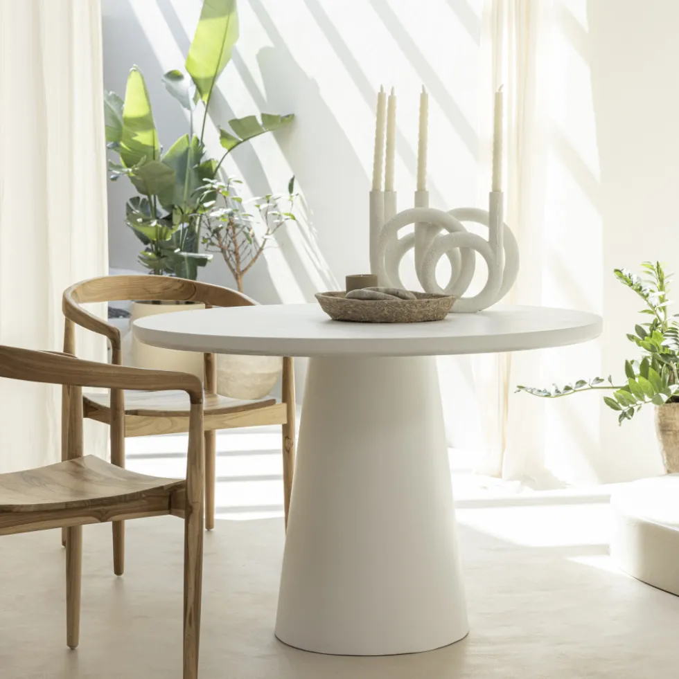 DANLI Table à manger 4 personnes ronde en fibre de ciment