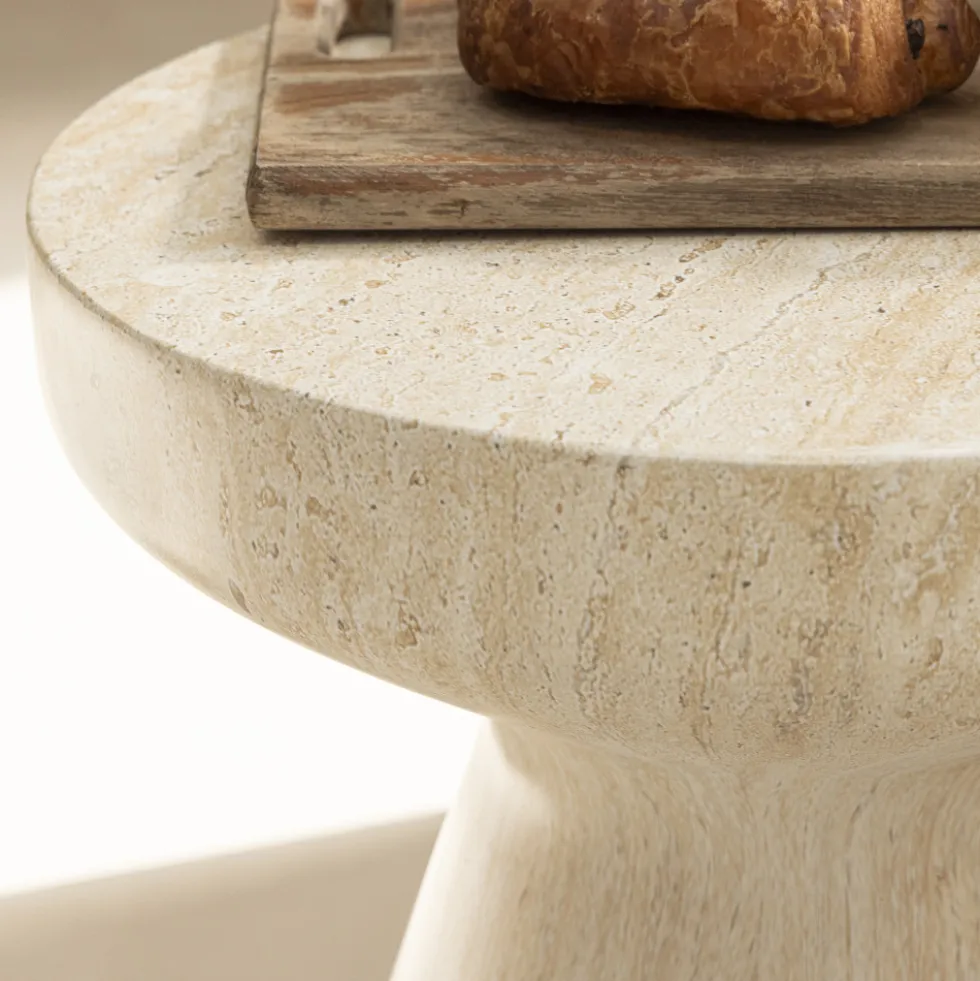DANLI Tabouret effet travertin H45cm