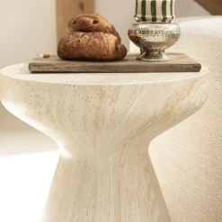 DANLI Tabouret effet travertin H45cm