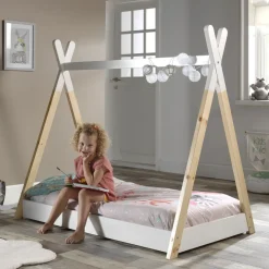 DAYI Lit enfant cabane en bois 70x140cm