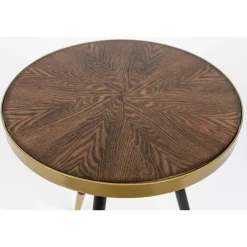 DENISE Table basse ronde en métal et bois ø44cm