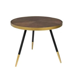 DENISE Table basse ronde en métal et bois ø61cm