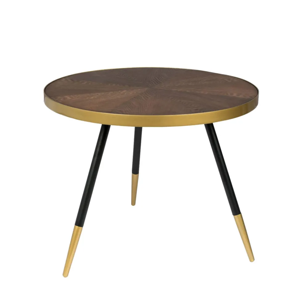 DENISE Table basse ronde en métal et bois ø61cm