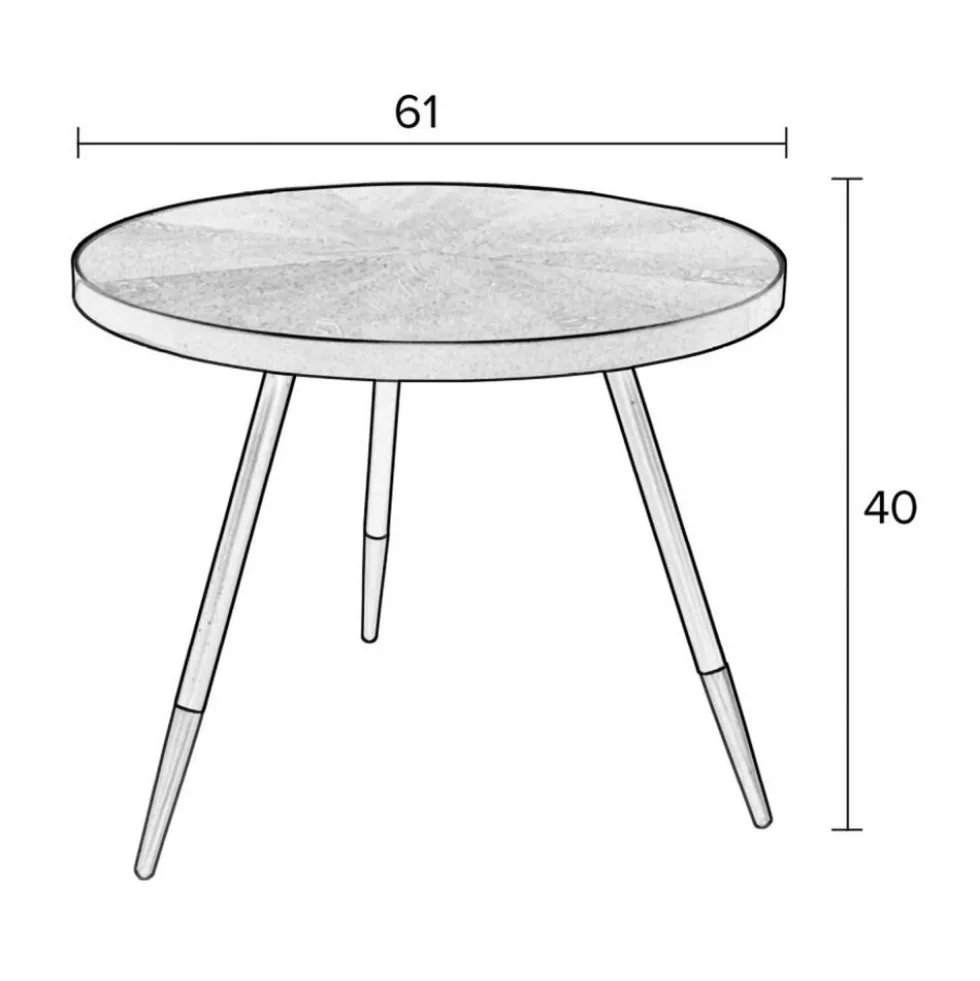 DENISE Table basse ronde en métal et bois ø61cm