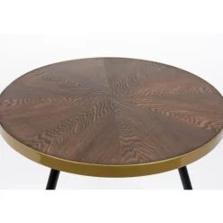 DENISE Table basse ronde en métal et bois ø61cm