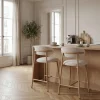 DRACO Lot de 2 chaises de bar en tissu pieds effet bois clair H65cm