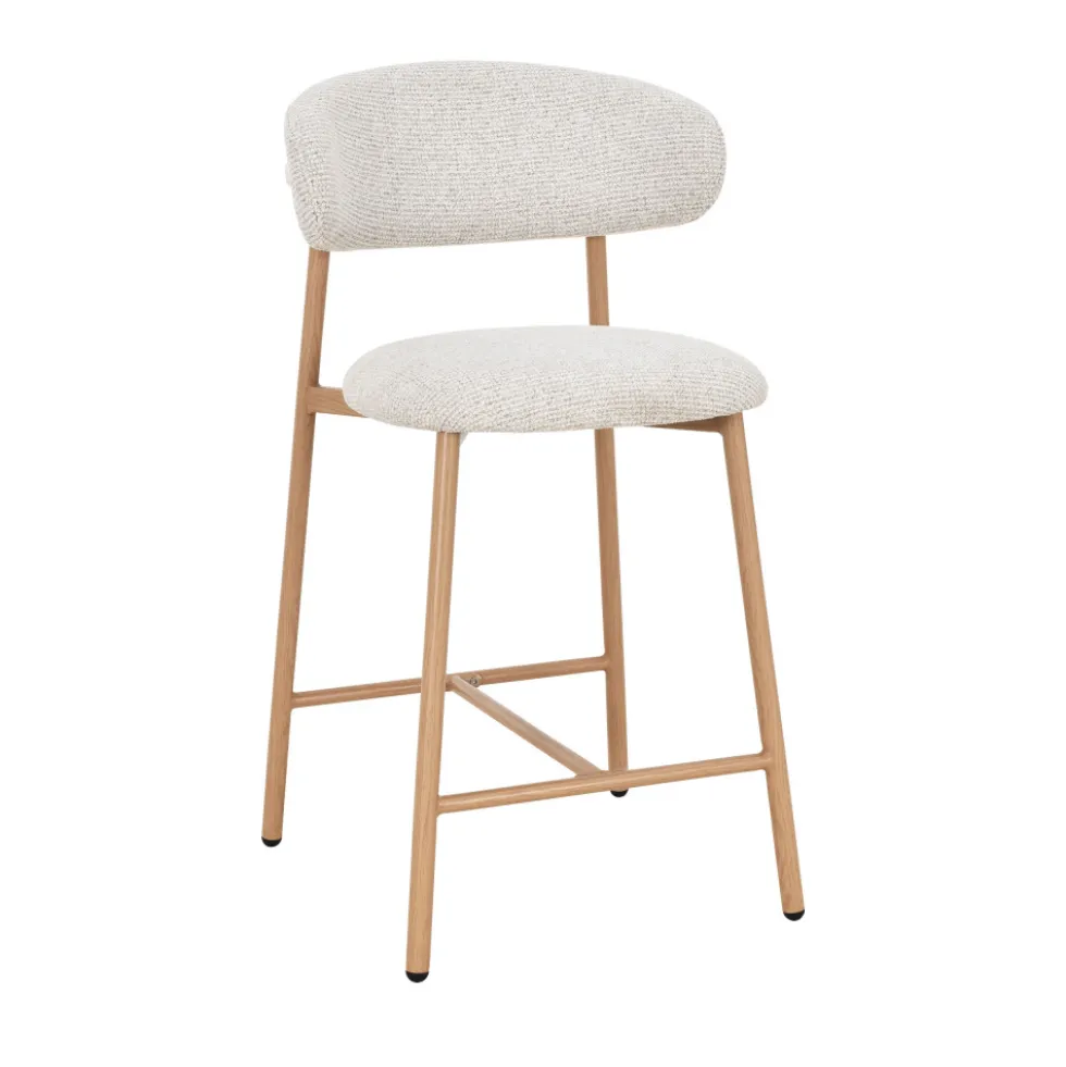 DRACO Lot de 2 chaises de bar en tissu pieds effet bois clair H65cm