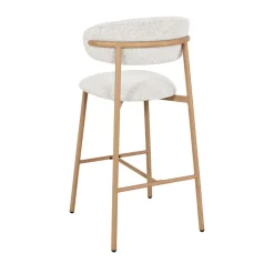 DRACO Lot de 2 chaises de bar en tissu pieds effet bois clair H65cm